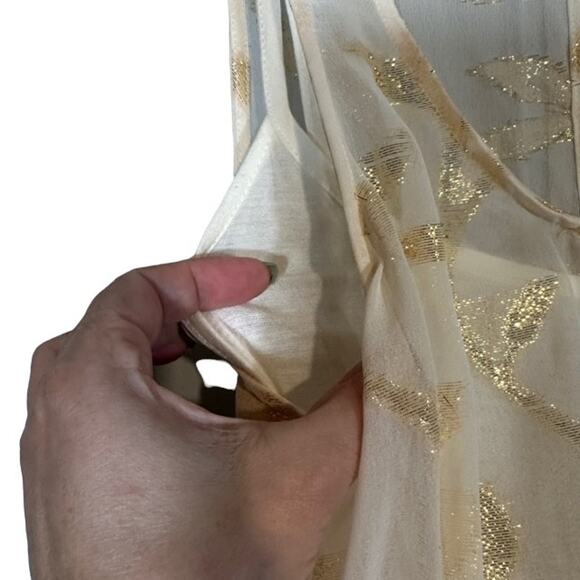 The Addison Story Anthro Cream & Gold Sleeveless Peplum Blouse Women Sz S - Picture 6 of 11